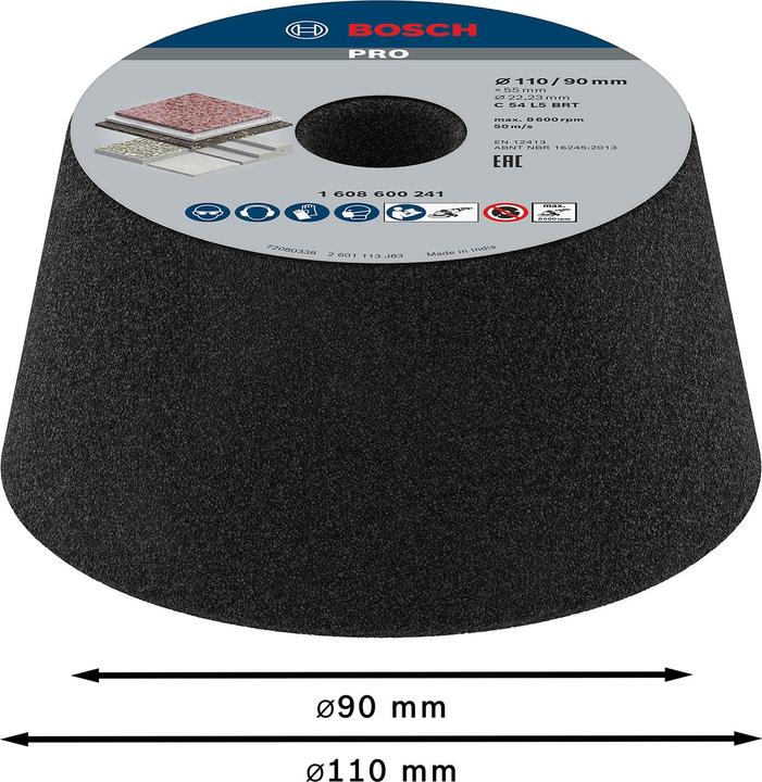 Produktbild Bosch Professional Zubehör PRO Metal Konischer Schleiftopf, 90 x 110 x 55 mm, G54 (60)