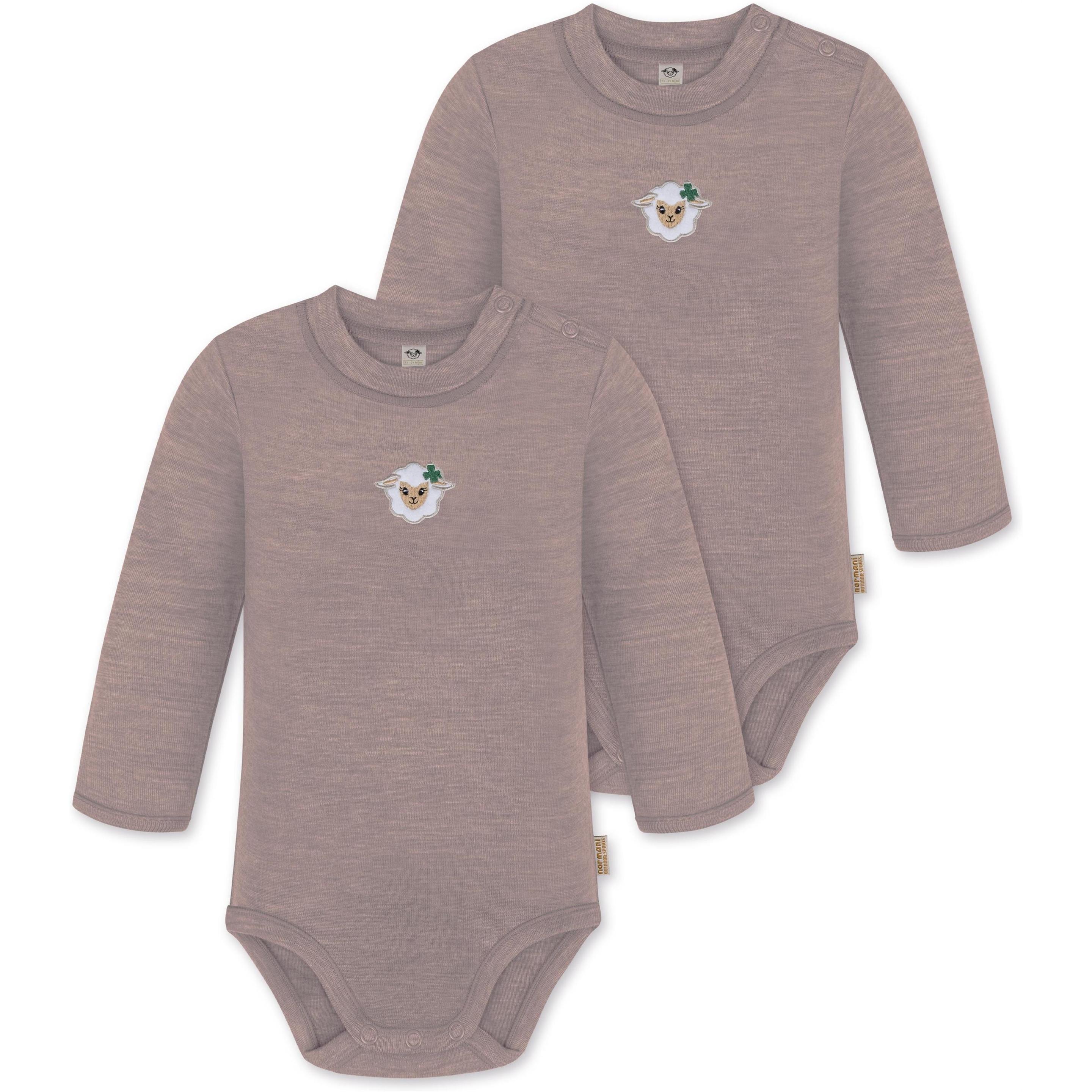 Normani, Herren, Body, 2er Pack Baby Merino Langarmbody „Tuai" - 9397, Rosa, (68)