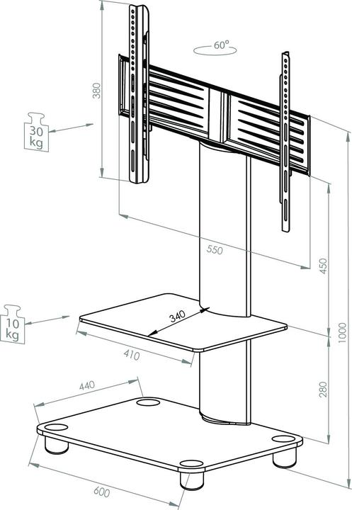 Image du produit VCM Morgenthaler 17095 - 30 kg - 94 cm (37 pouces) - 55,9 cm (22 pouces) - -30 - 30°. (37", 30 kg)