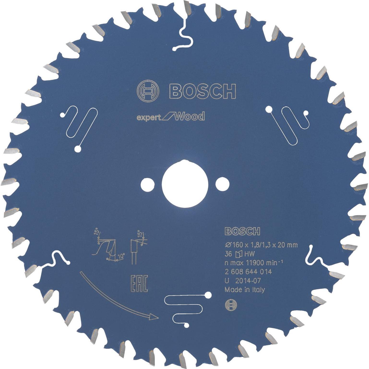 Bosch Professional Zubehör, Sägeblatt, Kreissägeblatt Expert for Wood, 160 x 20 x 1,8 mm, 36