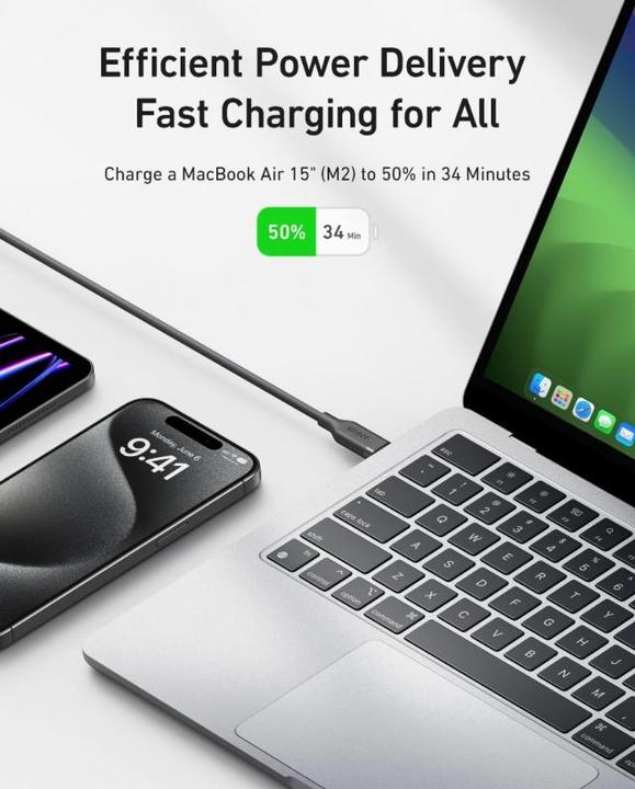 Actual product image Anker USB-C to USB-C, 240W, 0.9m (0.90 m, 240 W)