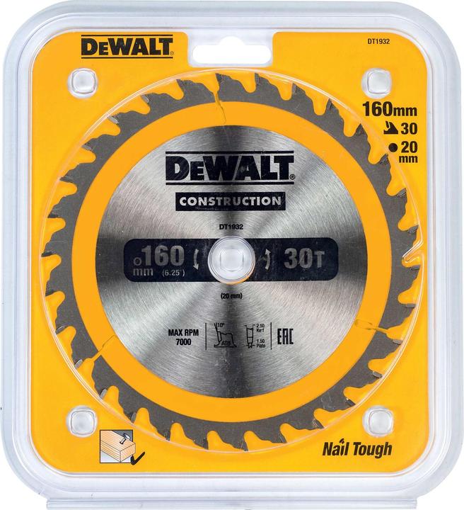 Actual product image DeWalt circular saw 160x20mmx30z DT1932QZ