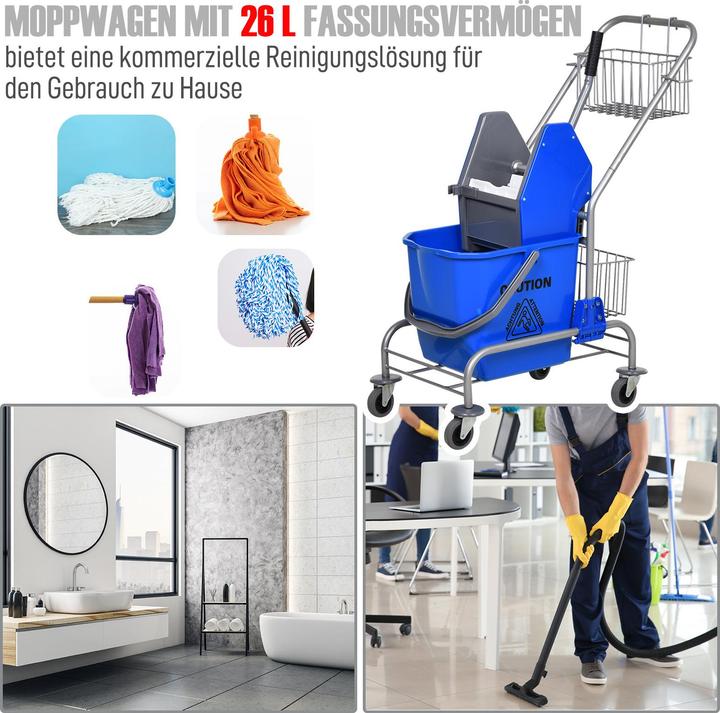 Produktbild Homcom Putzwagen Kunststoff, Metall Blau