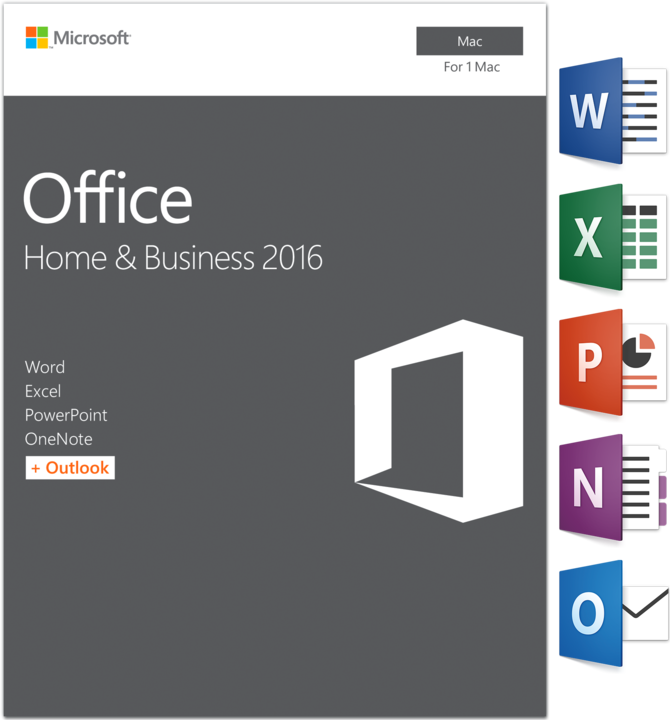 Produktbild Microsoft Office 2016 Home & Business (1 User, 12 Monate)