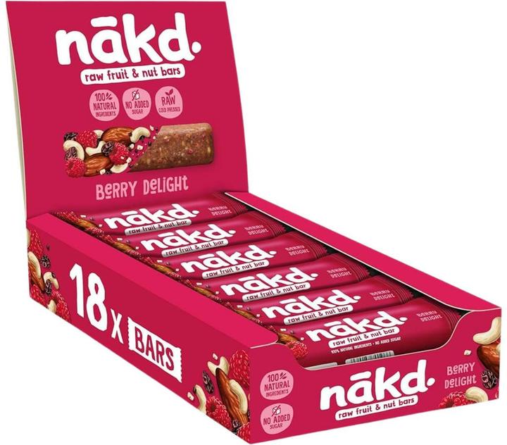 Actual product image Nakd Riegel Berry Delight Beeren/Schokolade & Nüsse, 18 x 35 g (Chocolate & nuts, Cookie, Berry, 1 pcs., 35 g)