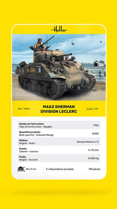 Actual product image Heller M4A2 Sherman "Division Leclerc" (deco.FR