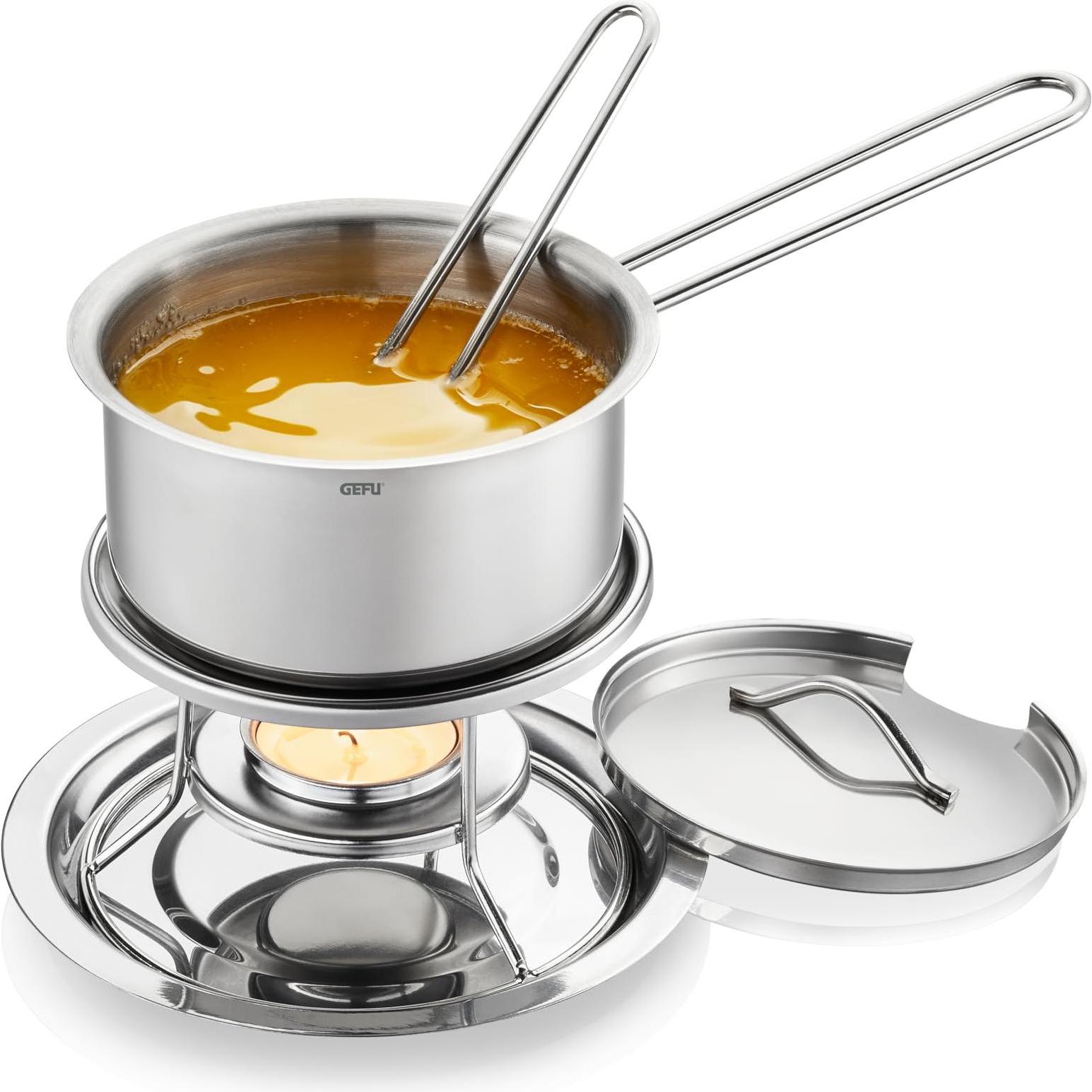 GEFU Saucen- und Butterwärmer-Set 'Caloric' 6-teilig, Caquelon, Silber