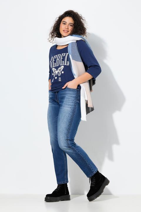 Immagine prodotto Ulla Popken Jeans modello Mia con decorazioni, cintura comoda e denim elasticizzato (50)