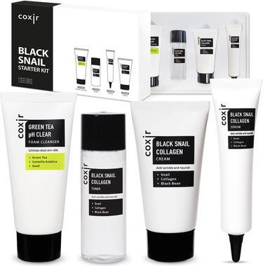 Image du produit Coxir Kit de Démarrage Black Snail Collagen Nettoyant Moussant Tonique Sérum Crème Black-3-Complex (Set soin du visage)