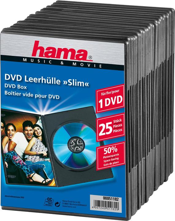 Hama 1x25 DVD Sleeve Slim 50% di risparmio di spazio