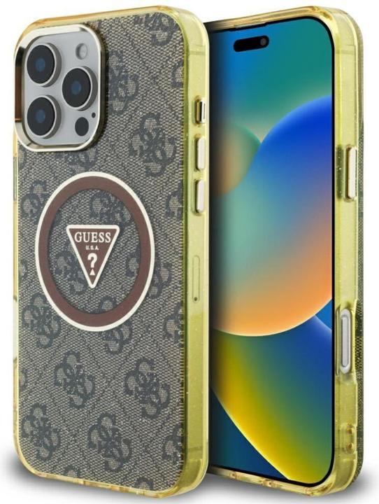 Immagine prodotto Guess Case IML Metal Glitter 4G Circle Triangle MagSafe for iPhone 16 Pro Max brown (Apple iPhone 16 Pro Max)