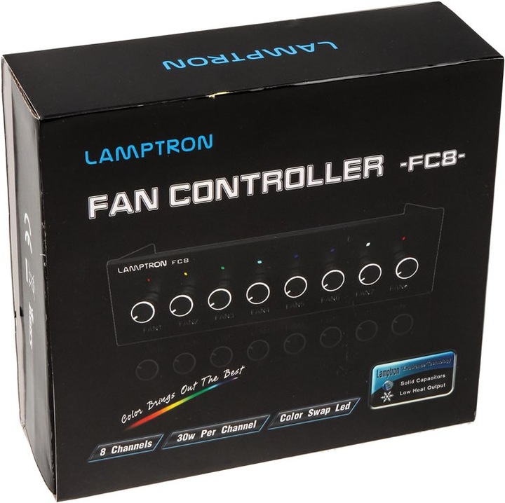 Actual product image Lamptron FC8 Fan Controller 8 Channel 5.25 Inch - Black (8 Fan)