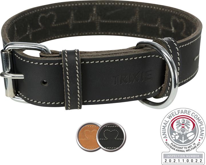 Actual product image Trixie Rustic fat leather necklace Heartbeat (M, Dog, Dog sport)