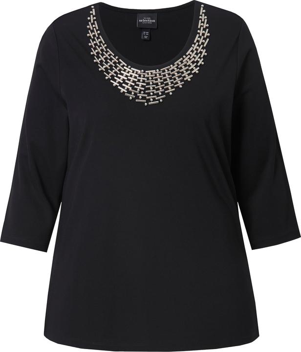 Immagine prodotto Ulla Popken Maglia classica con decorazione a collier, scollo a girocollo e maniche a 3/4 (50, 52)