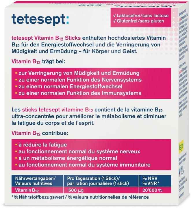 Immagine prodotto Tetesept Vitamina B12 Depot 500 mcg 30 pezzi (30 pz., Pillole, 19 g)