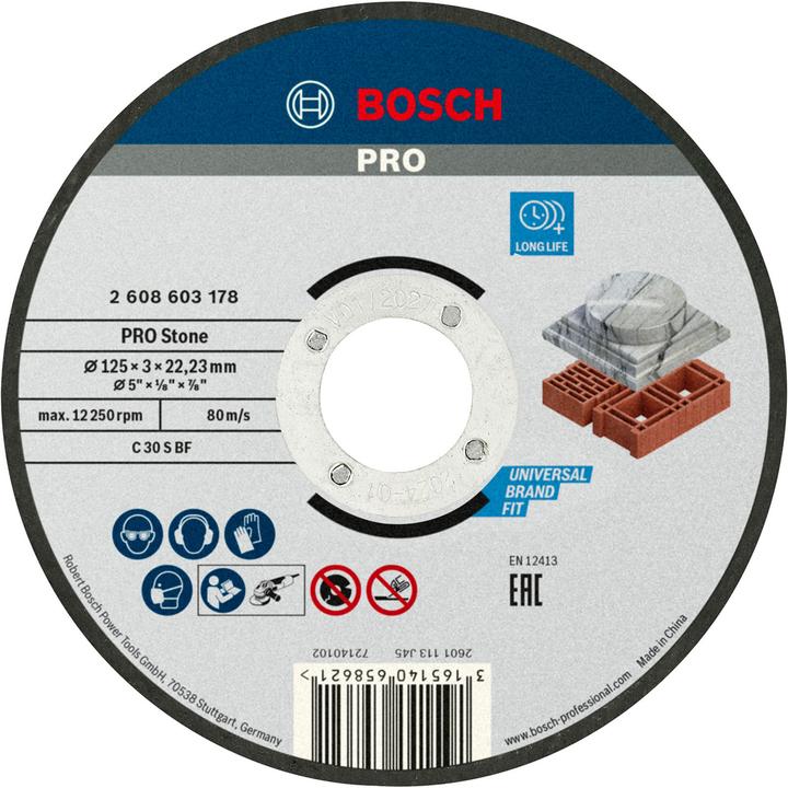 Image du produit Bosch Professional Zubehör Disque à tronçonner PRO Stone, 125 x 3 x 22,23 mm
