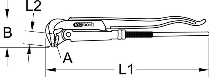 Produktbild KS Tools Eckrohrzange, 90° gewinkelt, für max. Rohrdurchmesser 3" (670 mm)
