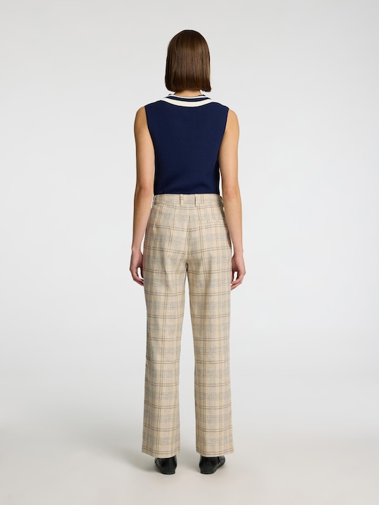 Image du produit Selected Femme Leinenmix Karo Hose mit weitem Bein (40)