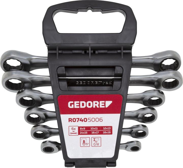 Produktbild Gedore Red red R07405006 Doppelringratschenschlüssel-Satz SW8-19 mm 6-teilig (10 mm, 11 mm, 12 mm, 15 mm, 16 mm, 17 mm, 18 mm, 19 mm, 8 mm, 9 mm)