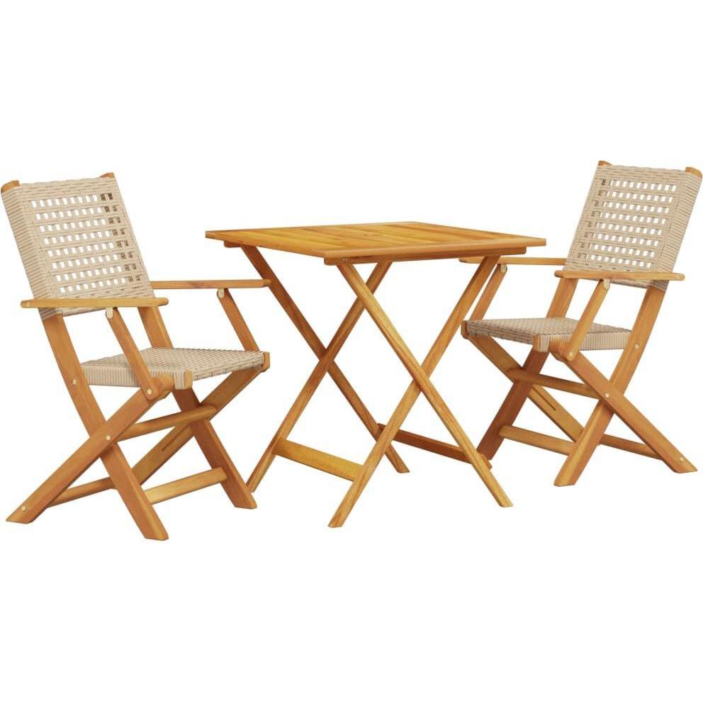 VidaXL, Gartentisch + Balkontisch, 3-tlg. Bistro-Set und (70 cm)