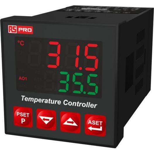 RS PRO Controllore di temperatura PID da pannello, 3 x relè, uscita relè a stato solido/ ingresso TC, RTD, Termostato
