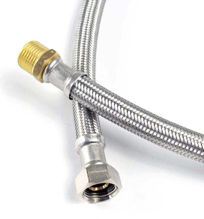 Actual product image XPOtool 1500mm Flexible Hose DN8 1/2"M (20.95mm) and 3/8" UN (14.95mm) Stainless Steel EPDM Armour