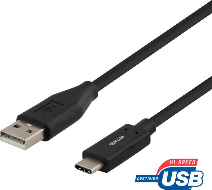 Actual product image Deltaco USB 2.0 Cable, Type C - Type A ha, 2m, Black (2 m, USB 2.0)