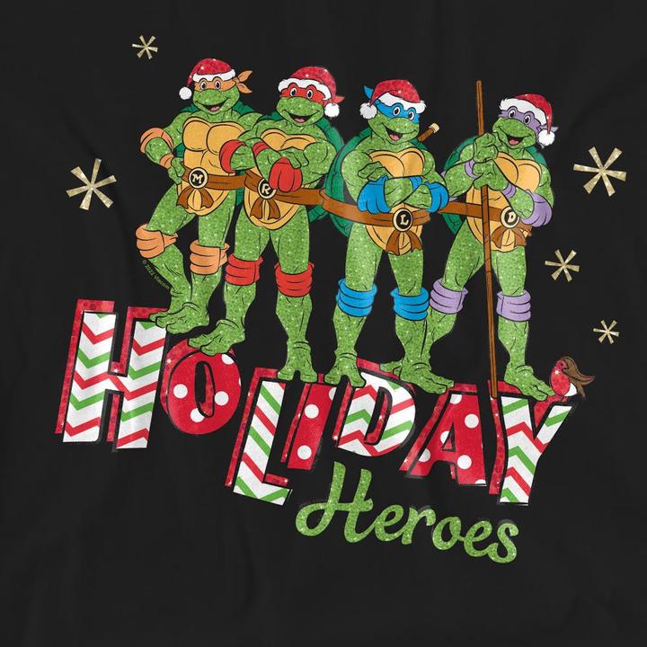 Actual product image Teenage Mutant NT Unisex Adult Holiday Heroes Christmas T-Shirt (M)