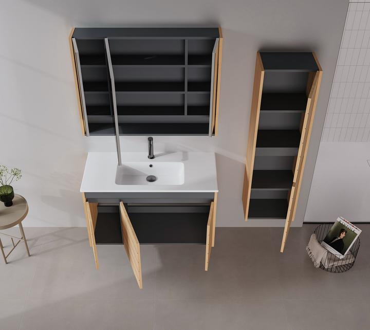 Produktbild Homitis Ricato 100 Bathroom Cabinet With Sink & Mirror Set (2 Pieces)