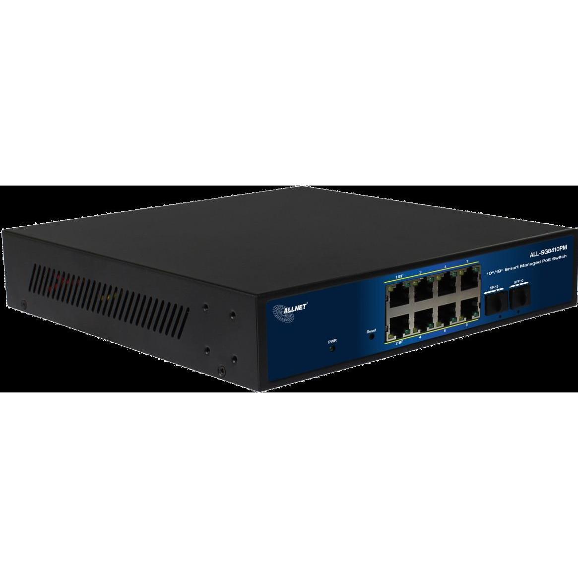 Thumbnail - Allnet Switch smart managed Layer2 10 Port &bull 8x 1 GbE &bull PoE Budget 240 Watt &bull 8x PoE at (10 Ports), Netzwerk...