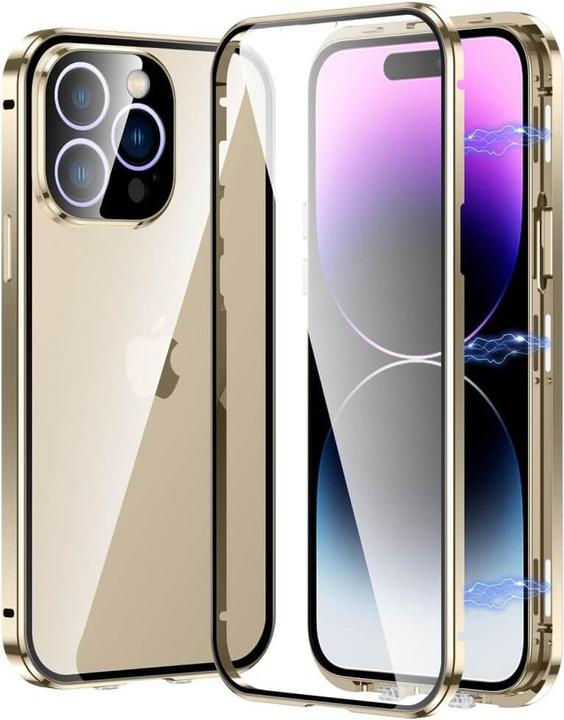 Cover-Discount iPhone 15 Pro Max - Magnetic protective case with armoured glass gold (Apple iPhone 15 Pro Max)