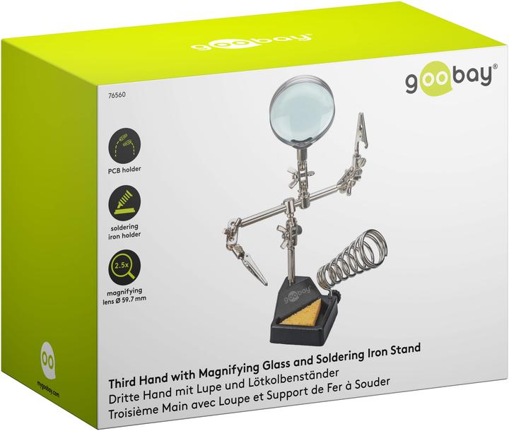 Actual product image Goobay Dritte Hand mit Lupe und Lötkolbenständer
