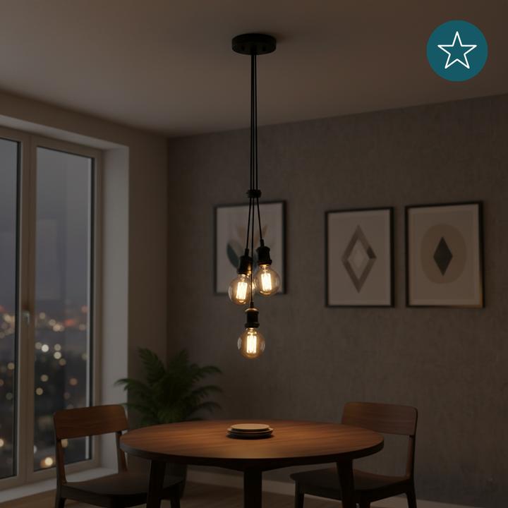 Produktbild Luxula Pendelleuchte Avocado 3 flammig, für 3 x E27, Metall, 1,5 m Textilkabel, schwarz (E27)