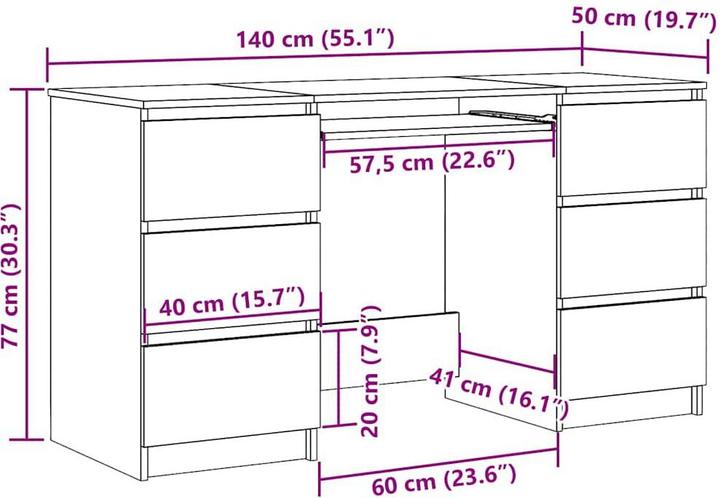 Produktbild vidaXL Schreibtisch (140 x 50 x 77 cm)