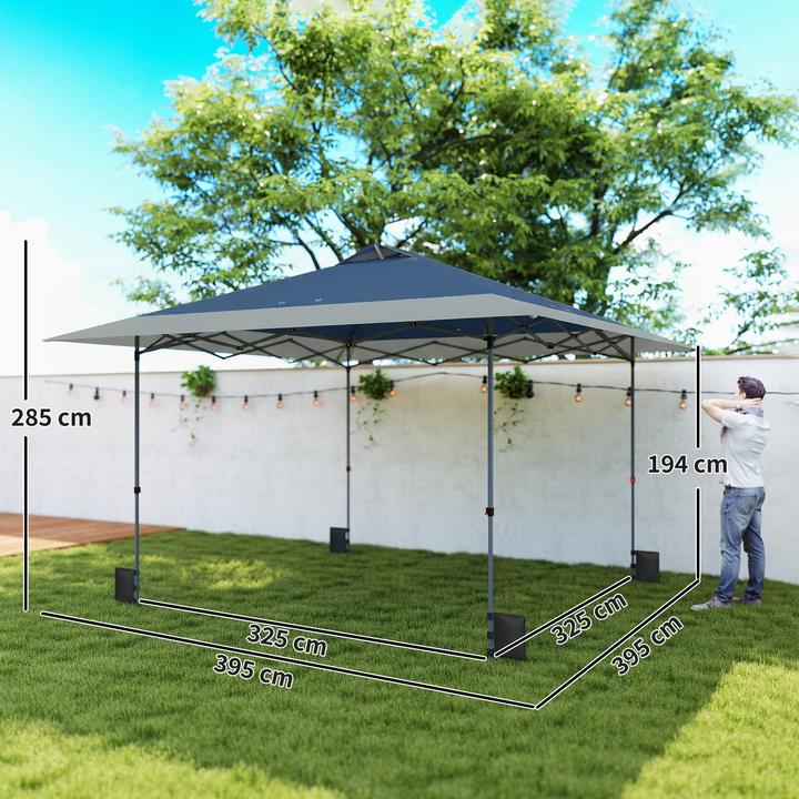Actual product image Outsunny Faltpavillon Oxford-Gewebe, Metall Dunkelblau+Hellgrau (395 cm, 395 cm)