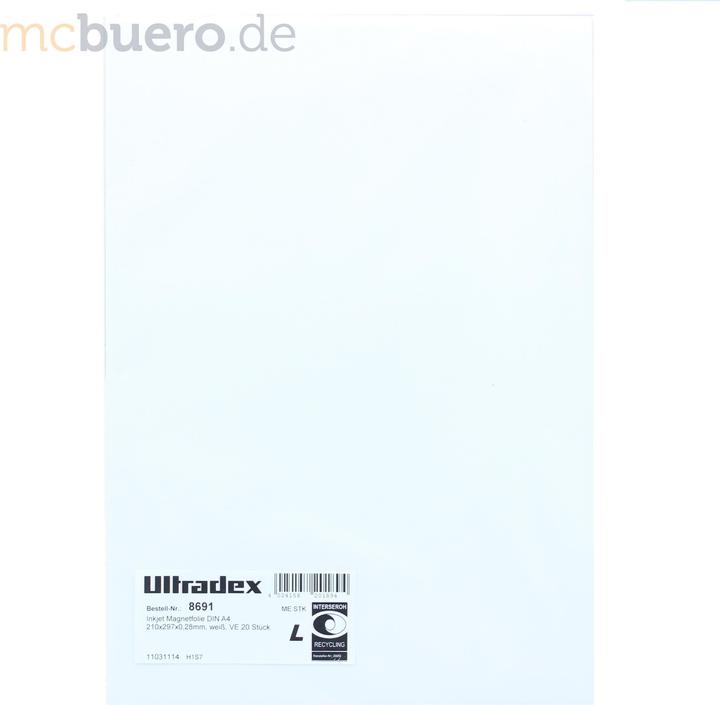 Actual product image Ultradex Inkjet magnetic sheet 210x297x0.28mm white PU=20 pieces (20 x)
