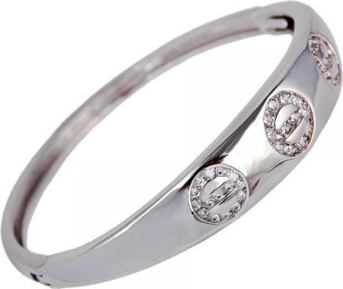 Actual product image Hermex LUXURY Platinum Plated Bangle Bracelet Charms Zirconia - Platinum (Copper-nickel alloy)