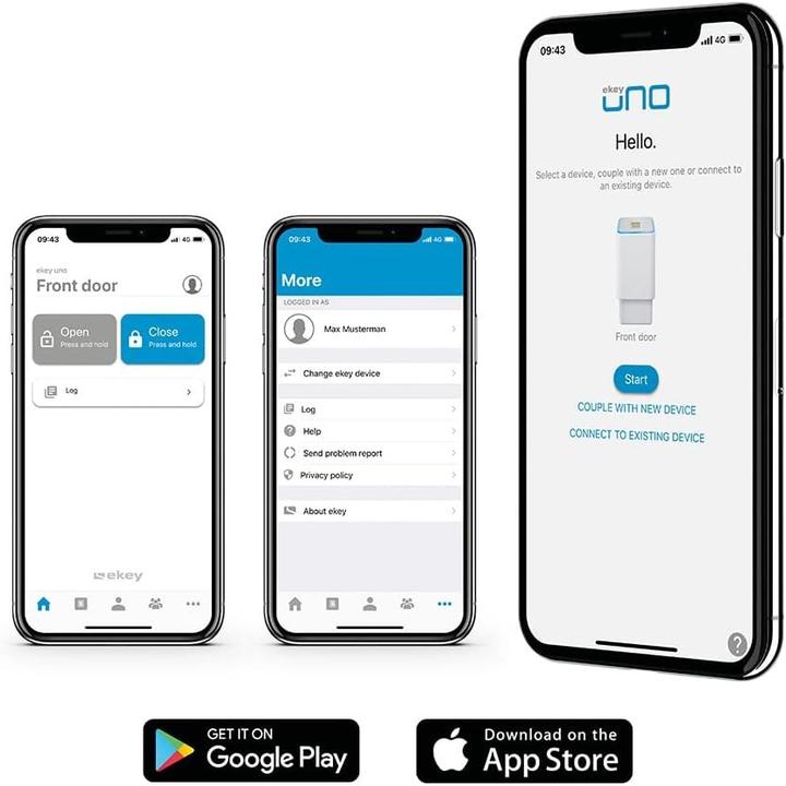 Actual product image Ekey UNO 200206 Fingerprint access system plus door lock drive surface-mounted, wall IP54 (Bluetooth, Fingerprint)