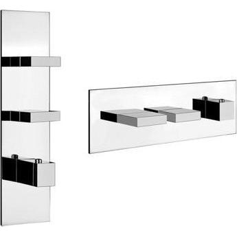 Gessi, Badarmatur, Rettangolo, Fertigmontageset mit 2 separaten Wegen, eine Rosette, 43024