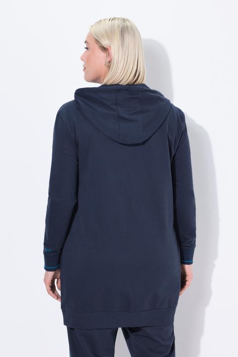 Image du produit Ulla Popken Veste oversize en molleton, passepoil fantaisie, capuche et fermeture à glissière à double sens (46, 48)