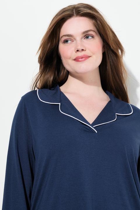 Produktbild Ulla Popken Pyjama, Zweiteiler, Zierpaspeln, V-Ausschnitt, Langarm (46, 48)