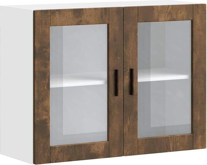 Produktbild VidaXL Küchen-Hängeschrank mit Glastür Porto Räuchereiche Wandschrank Küche (80 x 31 x 60 cm)