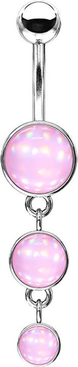 Produktbild Star Piercing Banane silber mit Anhänger drei Schilde Epoxidstein pink (Messing, Chirurgenstahl 316L)