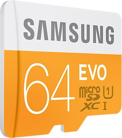 Image du produit Samsung MicroSDXC EVO avec adaptateur (64 Go, microSDXC, U1, UHS-I)