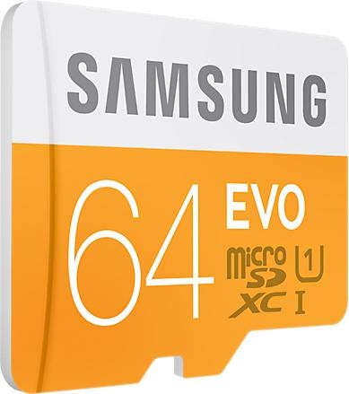 Produktbild Samsung EVO microSDXC mit Adapter (64 GB, microSDXC, U1, UHS-I)