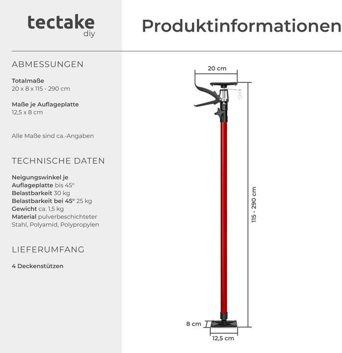 Actual product image tectake Construction support (2900 mm)