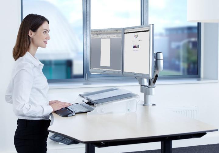 Actual product image Bakker Elkhuizen Space-arm, Dual Clamp VESA 75/100 (Table, 24", 7.50 kg)