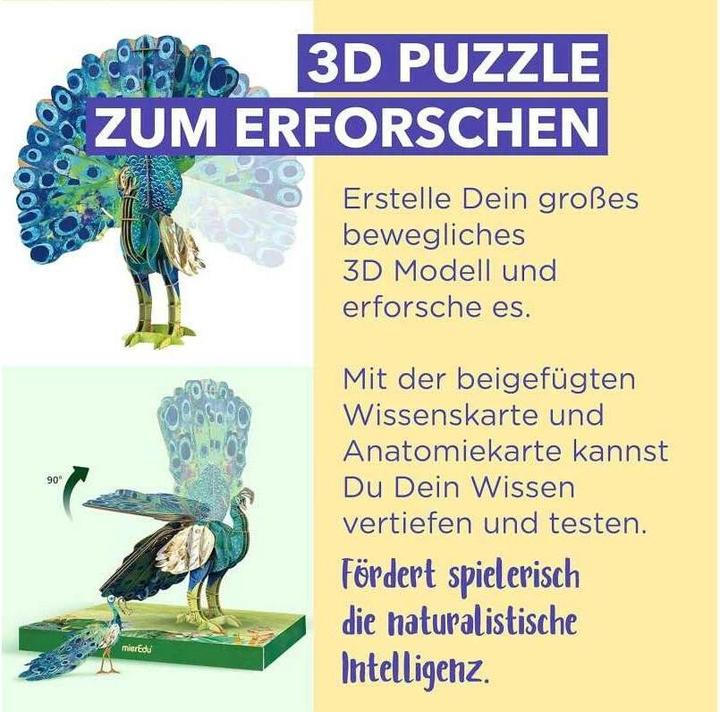 Produktbild mierEdu Eco 3D Puzzle - Der Pfau (beweglich) (108 Teile)