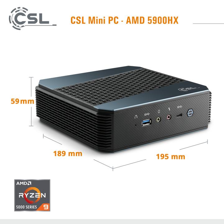 Produktbild CSL Computer Mini PC AMD 5900HX / 16GB / 1000GB M.2 SSD / Windows 11 Home () AMD Ryzen 9 5900HX (1000 GB, 16 GB, AMD Ryzen 9 5900HX, AMD Radeon Graphics)