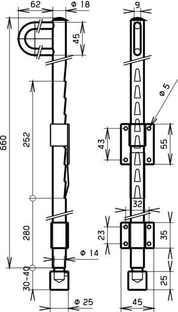 Image du produit Schänis Arrêts de portes 230mm acier zingué (1 pièce(s))